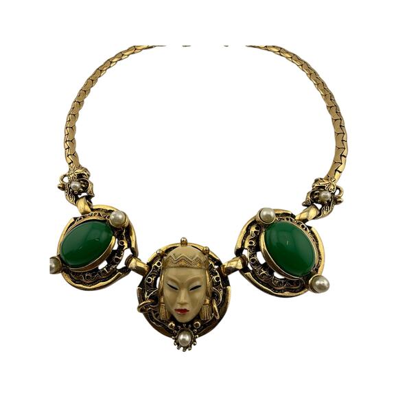 Vintage Selro Asian Princess Faux Jade Necklace - Picture 3 of 7